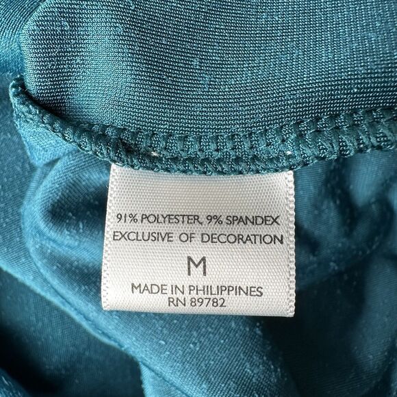 Natori Teal Velvet Balloon Sleeve Relaxed Shift Dress M | Chic Holiday Party - Picture 8 of 8